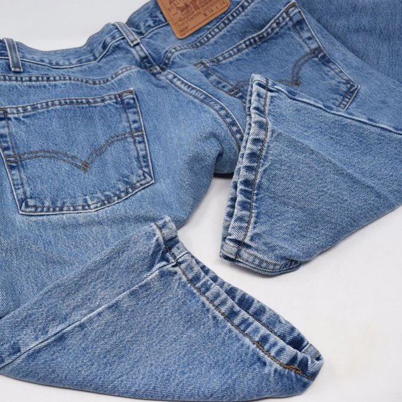 Levis 505 Denim Jeans Vintage 2000 Y2K Blue Medium Wash Cotton High Rise - Picture 7 of 16